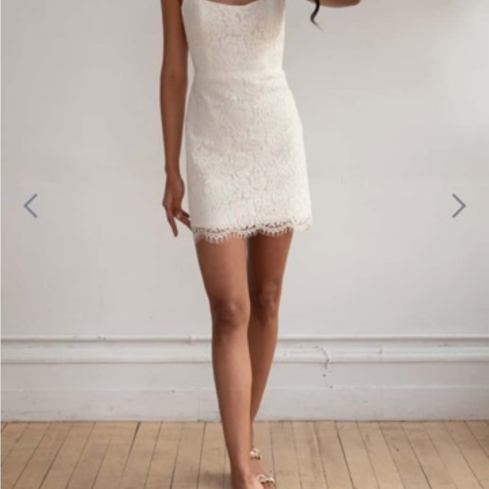 Jenny Yoo Cream Lace Mini Dress - Picture 7 of 8